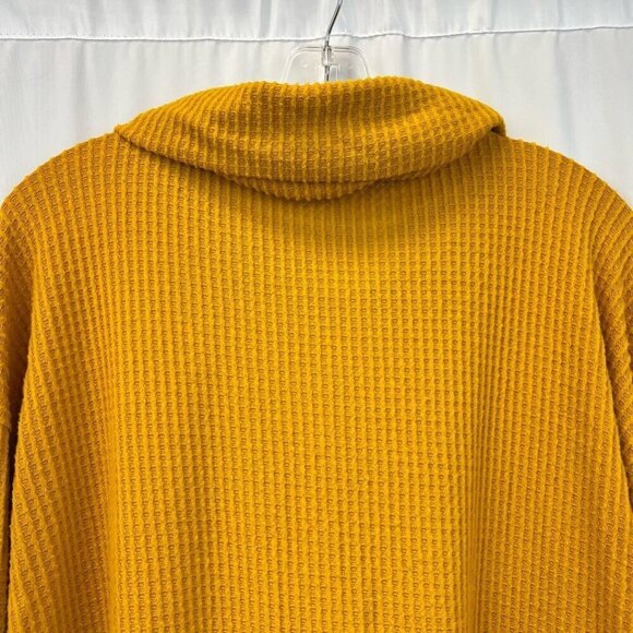 Est 1946 Womens Pullover Sweater Yellow Long Sleeve Cowl Neck Waffle Knit S - Picture 6 of 10